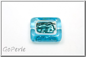b�hm. Lampenperle, Silbereinzug, Rechteck mit Fenster, aqua/sea foam, 1 Stk.