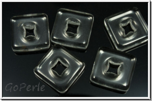 B�hm. Glasperle, Lochquadrat, 11x11x3,4mm, crystal, trans., 5 Stk.