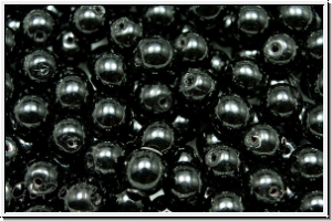 b�hm. Glasperle, rund, 6mm, black, op., 25 Stk.