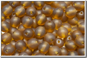 b�hm. Glasperle, rund, 6mm, topaz, smoke, trans., matte, 25 Stk.