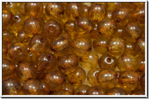 b�hm. Glasperle, rund, 6mm, crystal, trans., picasso, 25 Stk.