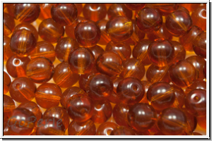 b�hm. Glasperle, rund, 6mm, topaz, dk., trans., 25 Stk.