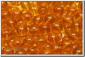 b�hm. Glasperle, rund, 6mm, topaz, trans., 25 Stk.