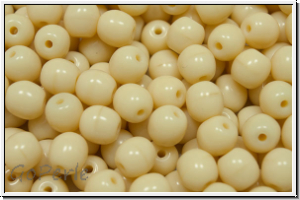 b�hm. Glasperle, rund, 6mm, cream, op., 25 Stk.