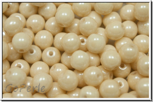b�hm. Glasperle, rund, 6mm, white, op., champagne luster, 25 Stk.