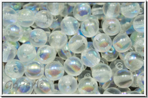 b�hm. Glasperle, rund, 6mm, crystal, trans., AB, 25 Stk.