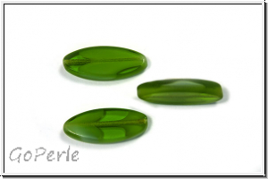 b�hm. Glasperle, table cut, oval, 20x8mm, olivine, trans., white op., matte, 1 Stk.