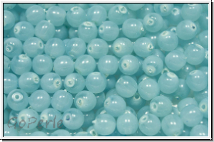 b�hm. Glasperle, rund, 5mm, aqua, opal, 25 Stk.