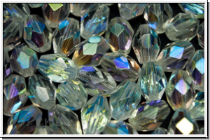 B�hm. Glasschliffperle, Olive, 7x5mm, crystal, trans., AB, 25 Stk.