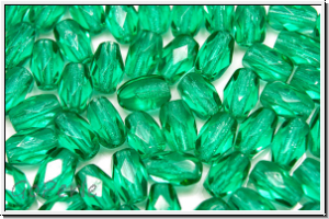 B�hm. Glasschliffperle, Olive, 6x4mm, emerald, lighter, trans., 25 Stk.