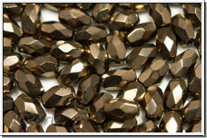 B�hm. Glasschliffperle, Olive, 6x4mm, bronze, met., 25 Stk.