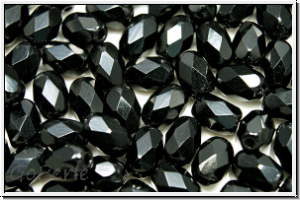 B�hm. Glasschliffperle, Olive, 6x4mm, black, op., 25 Stk.