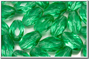 B�hm. Glasschliffperle, Olive, 9x6mm, emerald, lighter, trans., 25 Stk.