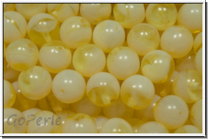 b�hm. Glasperle, rund, 8mm, amber, lt., transparent/opal, 10 Stk.
