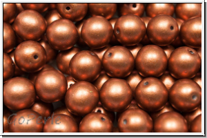 b�hm. Glasperle, rund, 8mm, copper, dk., met., satin, 10 Stk.