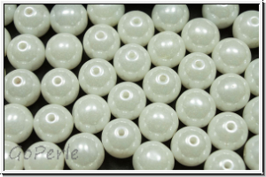 b�hm. Glasperle, rund, 8mm, white, op., luster, 10 Stk.