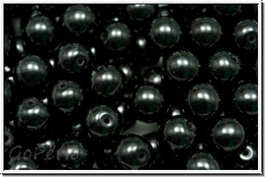 b�hm. Glasperle, rund, 8mm, black, op., 10 Stk.