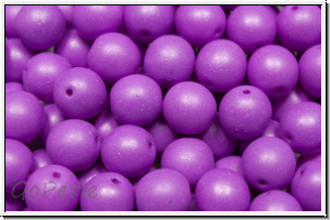 b�hm. Glasperle, rund, 8mm, white, op., violet satin, 10 Stk.