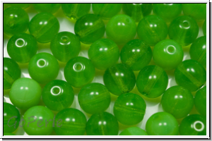 b�hm. Glasperle, rund, 8mm, green, opal, 10 Stk.