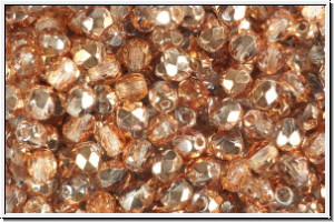 B�hm. Glasschliffperle, feuerpol., 4mm, crystal, trans., half capri gold, 50 Stk.