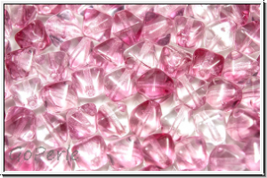 b�hm. Glasperle, Bicone, 6mm, crystal, trans., pink ombriert, 30 Stk.