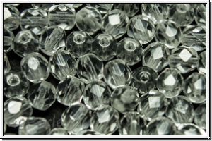 B�hm. Glasschliffperle, feuerpol., 8mm, crystal, trans., 10 Stk.
