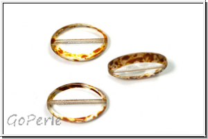 b�hm. Glasperle, table cut, oval, 16x11mm, crystal, trans., picasso, 5 Stk.