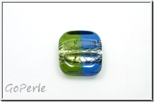 b�hm. Lampenperle, Silbereinzug, Quadrat, sapphire/olivine, 1 Stk.