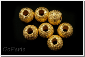 Silberperle "Kugel, satiniert", 6mm, vergoldet, 925er Silber, 1 Stk.