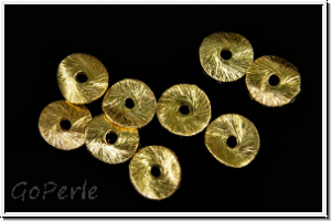 Spacer "gebogene Scheibe, geb�rstet", 6,3x1,5mm, vergoldet, 925er Silber, 1 Stk.