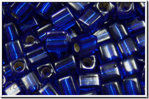 SB-03-0020, MIYUKI Squares, 3mm, cobalt, trans., silver-ld., 10g
