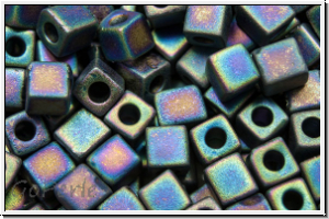 SB-03-0401fr, MIYUKI Squares, 3mm, black, op., matte, AB, 10g