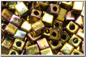 SB-03-0462, MIYUKI Squares, 3mm, gold, met., iris., 10g