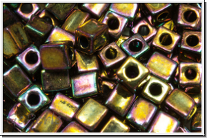 SB-04-0462, MIYUKI Squares, 4mm, gold, met., iris., 10g
