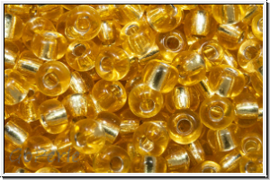 RR-08-0003, MIYUKI Rocailles, 08/0, gold, trans., silver-ld., 10g