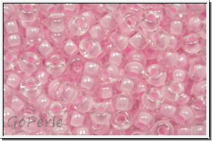 RR-08-0207, MIYUKI Rocailles, 08/0, crystal, trans., pink-ld., 10g
