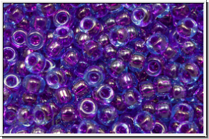RR-08-0352, MIYUKI Rocailles, 08/0, blue, trans., fuchsia-ld., 10g