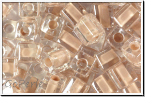 SB-04-0215, MIYUKI Squares, 4mm, crystal, trans., lt. mocha-ld., 10g