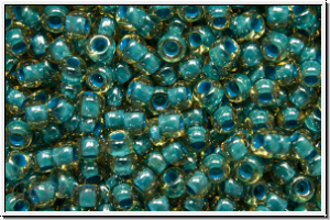 R-11-0953, TOHO Rocailles, 11/0, topaz, lt., trans., turquoise-ld., 10g