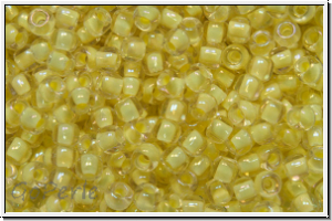 R-11-0182, TOHO Rocailles, 11/0, crystal, trans., yellow-ld., luster, 10g