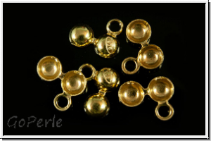 Quetschkalotten, 4mm, feste �se, vergoldet, 925er Silber, 1 Stk.