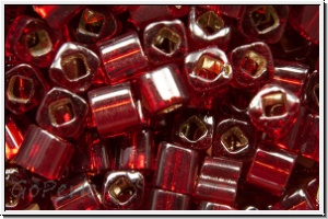 TC-03-0025c, TOHO Cubes, 3mm, ruby, trans., silver-ld., 10g