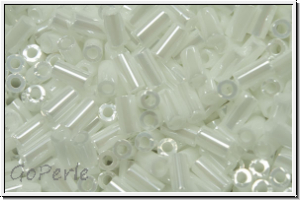 TBU-1-0121, TOHO Bugle 1", 3mm, white, op., luster, 10g