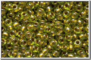 R-11-0991, TOHO Rocailles, 11/0, peridot, trans., gold-ld., 10g