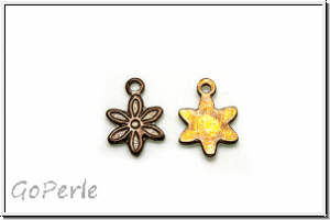Anh�nger "kleine Blume" VINTAJ, 11x7,5mm, antikmessingfb., Messing, 1 Stk.