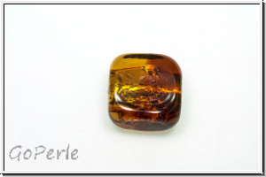 b�hm. Lampenperle, Silbereinzug, Quadrat, amber/topaz, 1 Stk.