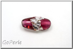 b�hm. Lampenperle, Silbereinzug, Olive, fuchsia mit Sprenkel, 1 Stk.