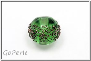 b�hm. Lampenperle, Kugel, 10mm, green, bronzefarbene Sprenkel, 1 Stk.