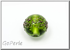 b�hm. Lampenperle, Kugel, 10mm, olivine, bronzefarbene Sprenkel, 1 Stk.
