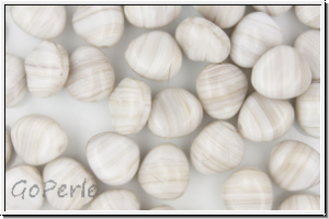 B�hm. Glasperle, Nugget, 7x9,5x10,5mm, lt. grey/brown, 10 Stk.